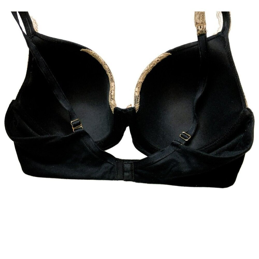 Soma Embraceable Full Coverage Bra 36C Lace Trim Underwired Black Beige - Picture 2 of 6
